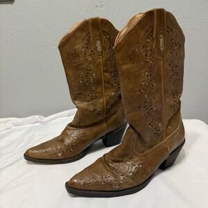 Roper Western Boots Womens Alisa Glitter Brown Size 7.5